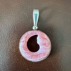 Rhodochrosite and Sterling Silver Pendant